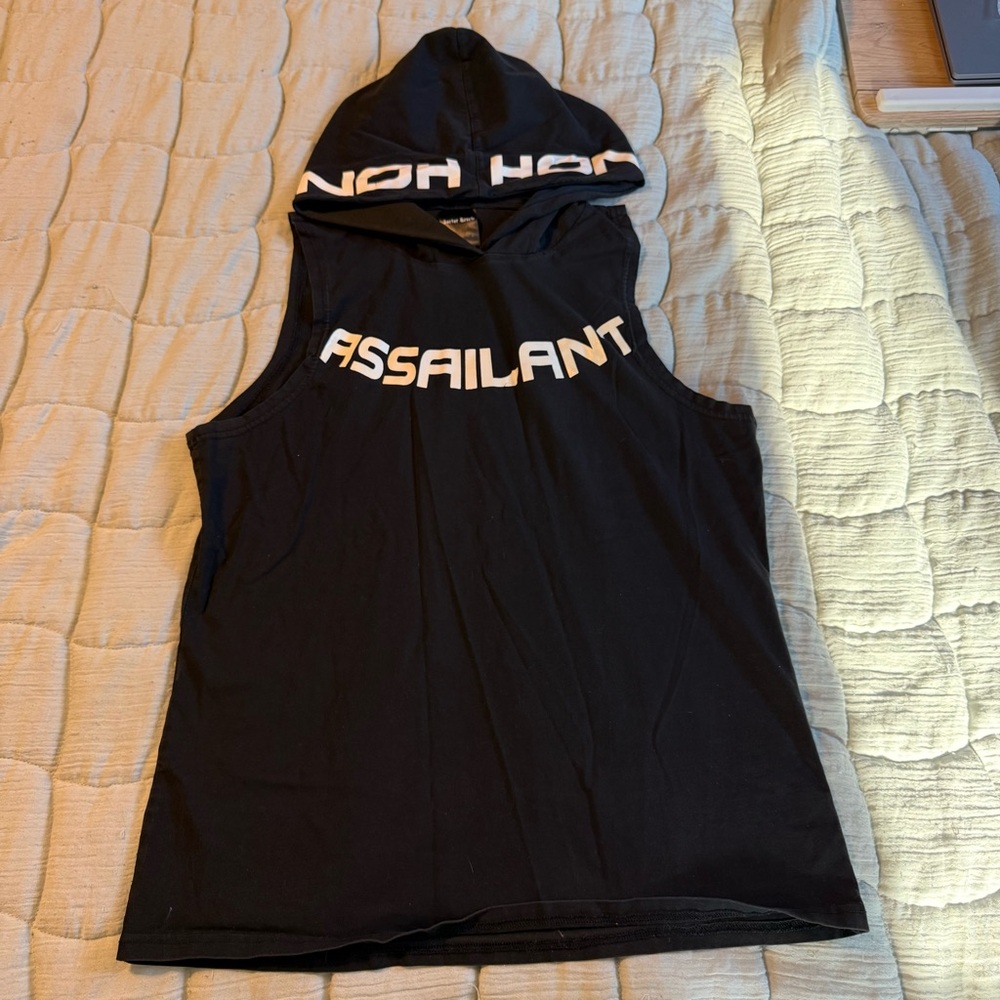 Assailant Black Sleeveless Hoodie Tank Top